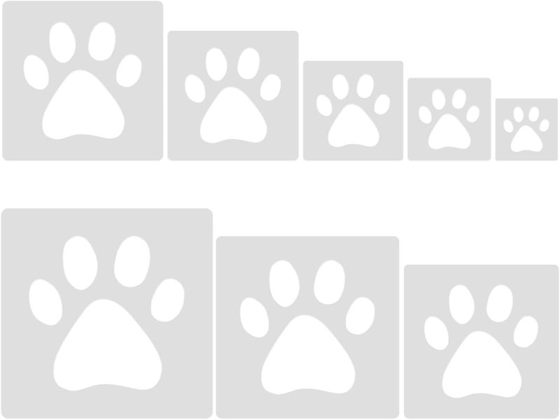 Resflyar 8 PCS Dog Paw Stencils, Animal Paw Paint Stencil Reusable Templates for Painting on Wood, 8 Sizes Bear Paw Plastic Stencils Set for Paper Art Fabric Tile Wall Room Home DIY Craft Decoration - Image 1